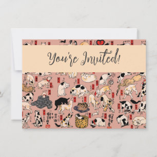 Japanische Katzen Ukiyo-e Funny kitty Einladung