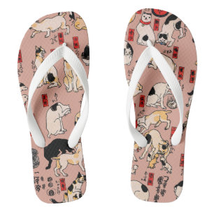 Japanische Katzen Ukiyo-e Funny kitty Flip Flops