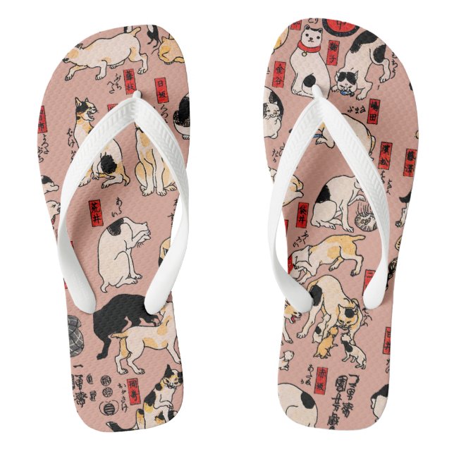 Japanische Katzen Ukiyo-e Funny kitty Flip Flops (Fußbett)