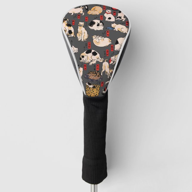 Japanische Katzen Ukiyo-e Funny kitty Golf Headcover (Vorderseite)