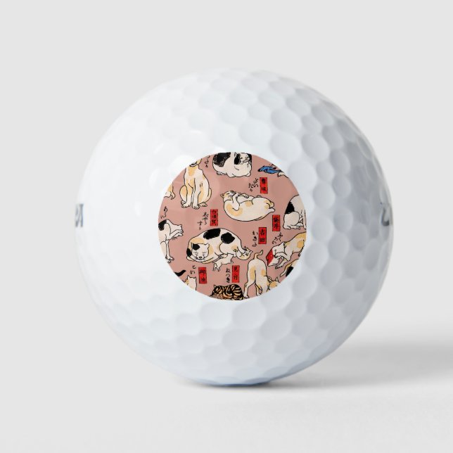 Japanische Katzen Ukiyo-e Funny kitty Golfball (Vorderseite)