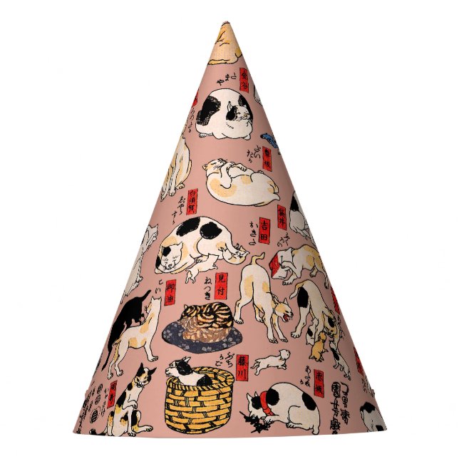 Japanische Katzen Ukiyo-e Funny kitty Partyhütchen (Vorderseite)