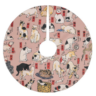 Japanische Katzen Ukiyo-e Funny kitty Polyester Weihnachtsbaumdecke