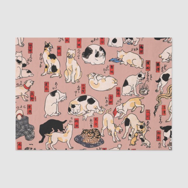 Japanische Katzen Ukiyo-e Funny kitty Seidenpapier (Vorderseite)