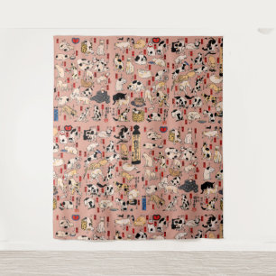 Japanische Katzen Ukiyo-e Funny kitty Wandteppich