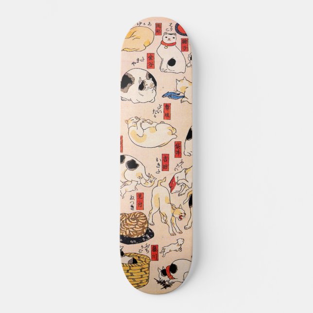 Japanische Katzen von Utagawa Kuniyoshi Skateboard (Vorderseite)
