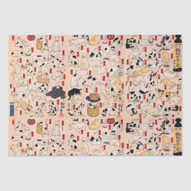 Japanische Katzen von Utagawa Kuniyoshi Tissue Pap Seidenpapier (Vorderseite)