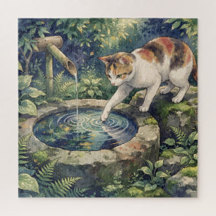 Japanische Katzen Wasserfarben Kunst Puzzle