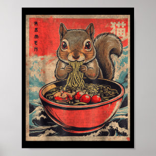 Japanische Kawaii-Eichhörnchen, die Ramen-Anime-Ge Poster