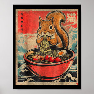 Japanische Kawaii-Eichhörnchen essen Ramen Anime-G Poster