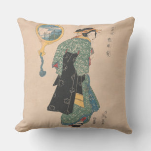 Japanische Kimono-Frau Kurtisane Kunstwerk Kissen