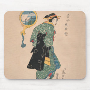 Japanische Kimono-Frau Kurtisane Kunstwerk Mousepad
