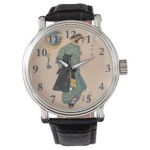 Japanische Kimono Frau: Ukiyo-e Woodblock Print Armbanduhr