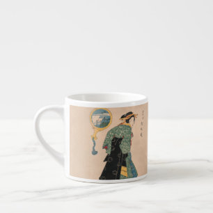 Japanische Kimono Frau: Ukiyo-e Woodblock Print Espressotasse