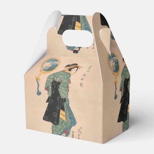 Japanische Kimono Frau: Ukiyo-e Woodblock Print Geschenkschachtel (Vorderseite)