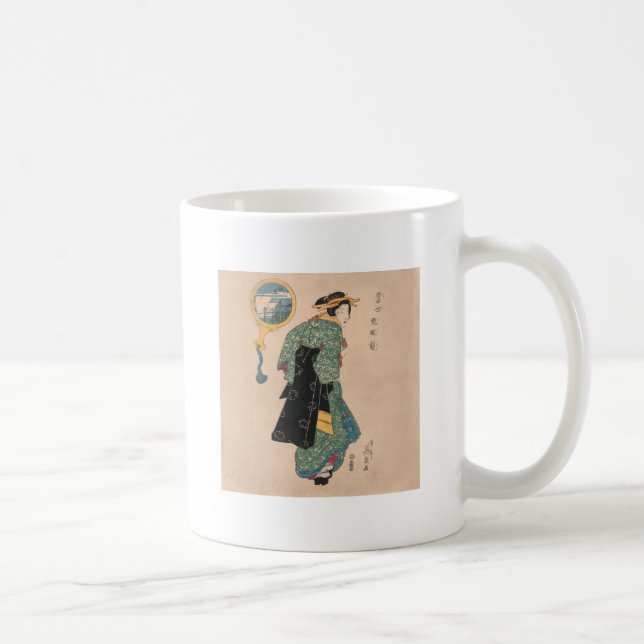 Japanische Kimono Frau: Ukiyo-e Woodblock Print Kaffeetasse (Rechts)