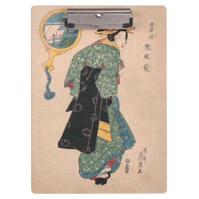 Japanische Kimono Frau: Ukiyo-e Woodblock Print Klemmbrett (Vorderseite)