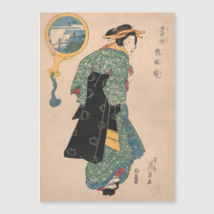 Japanische Kimono Frau: Ukiyo-e Woodblock Print Magnetkarte