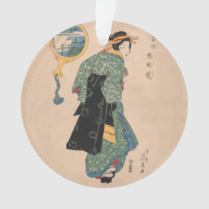Japanische Kimono Frau: Ukiyo-e Woodblock Print Ornament
