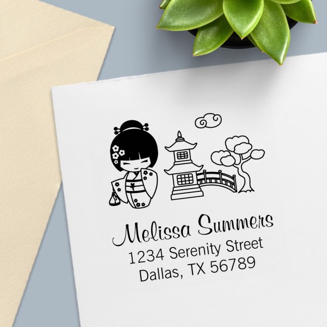 Japanische Kimono Girl-Adresse Permastempel (Von Creator hochgeladen)