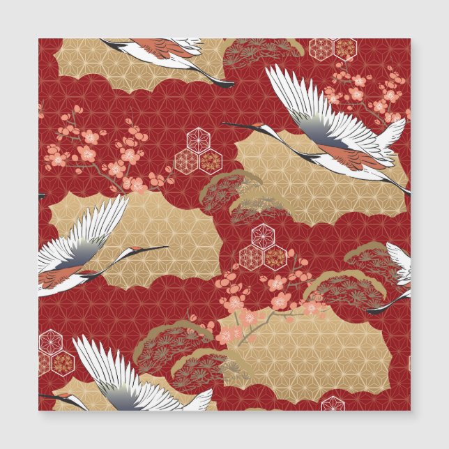 Japanische Kimono-Kirschblüten Magnetkarte (Vorderseite)