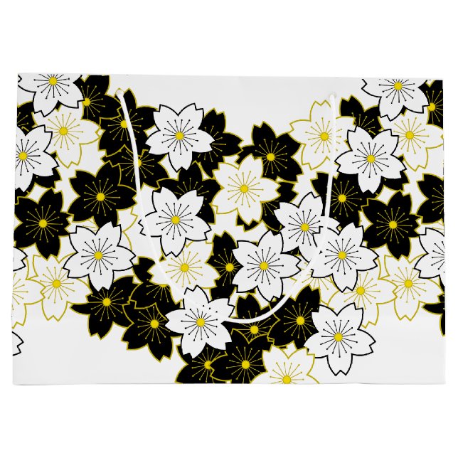 Japanische Kimonomuster Geschenktasche KIRSCHBLÜTE Große Geschenktüte (Rückseite)