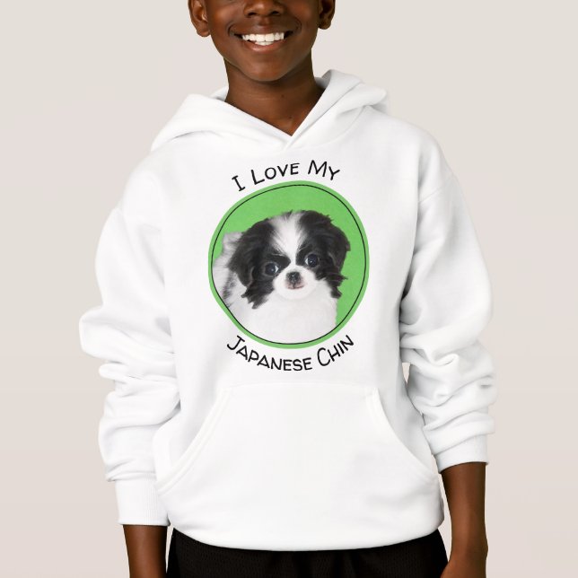 Japanische Kindermalerei - Original Hundekunst Hoodie (Vorderseite)