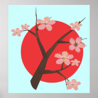 Japanische Kirschblüte Sakura Zweig Blumenposter