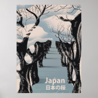 Japanische Kirschblüte Vintage Reiseplakat