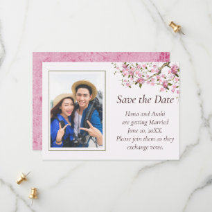 Japanische Kirschblüten-Hochzeit Save The Date Kar