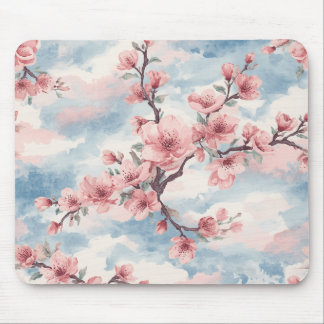 Japanische Kirschblüten-Rosa-Blau Mousepad