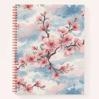 Japanische Kirschblüten-Rosa-Blau Notizbuch
