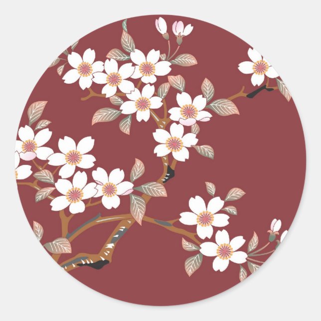 Japanische Kirschblüten Runder Aufkleber (Vorderseite)