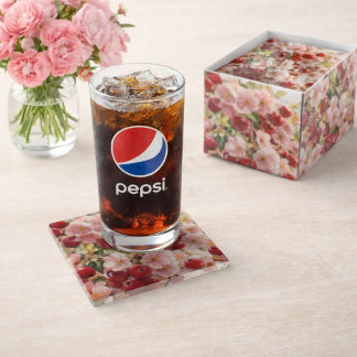 Japanische Kirschblüten-Schloss-Hochzeitseinladung Glasuntersetzer