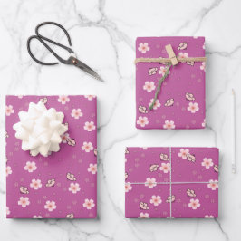 Japanische Kirschblüten und Petalen v3 Geschenkpapier Set