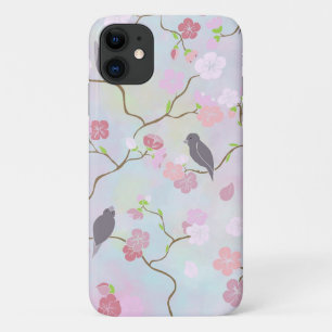 Japanische Kirschblüten und Vögel iPhone Case