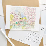Japanische Kirschblüten Wasserfarbenreise Einladungspostkarte<br><div class="desc">Eine wunderschön bemalte Ansichtskarte mit den Kirschblüten in Japan.</div>