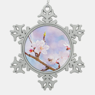Japanische Kirsche - Sakura in Bloom Schneeflocken Zinn-Ornament