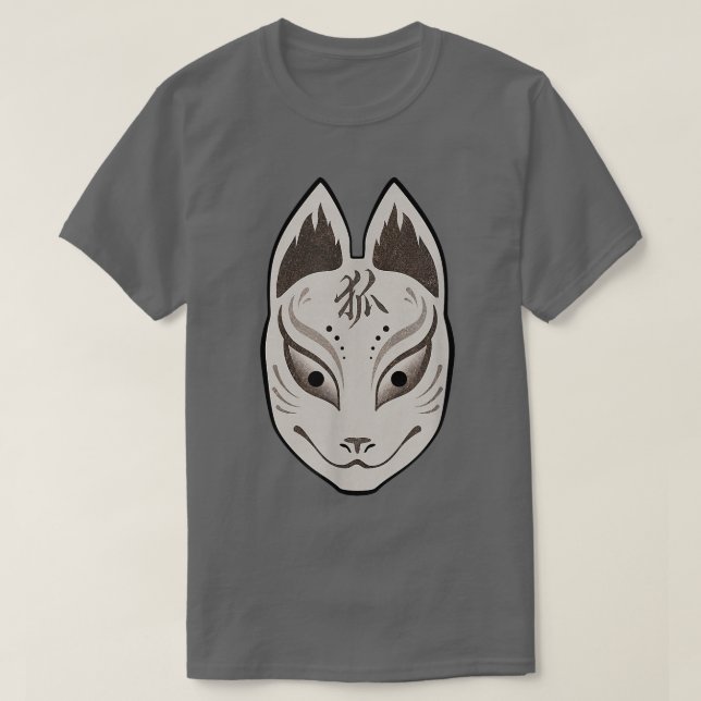 Japanische Kitsune-Maske für Geist T-Shirt (Design vorne)