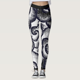 JAPANISCHE KLOUD PATTER SCHWARZ UND WEISSE LEGGING LEGGINGS