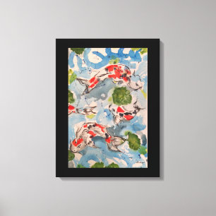 Japanische Koi Aquarell Print Leinwand 18x24
