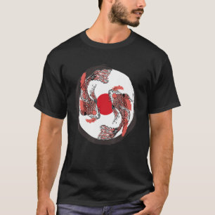Japanische Koi Carp Japan Flag & Yin Yang Inspirie T-Shirt