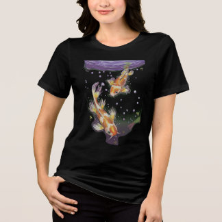 Japanische Koi-Fisch-Teich-Illustration Ästhetik Tri-Blend Shirt