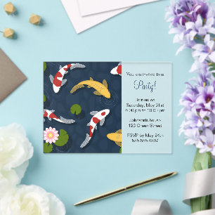 Japanische Koi-Fisch-Teich-Party Acryleinladungen