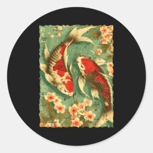 Japanische Koi-Fische Kirschblüten Sakura Kunst Mä Runder Aufkleber