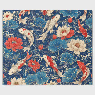 Japanische Koi-Fische & Lotus Nahtloses Muster | T Geschenkpapier