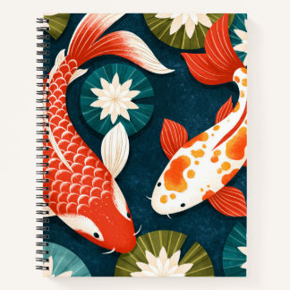 Japanische Koi-Fische Lotusblumen Zen-Garten Notizbuch