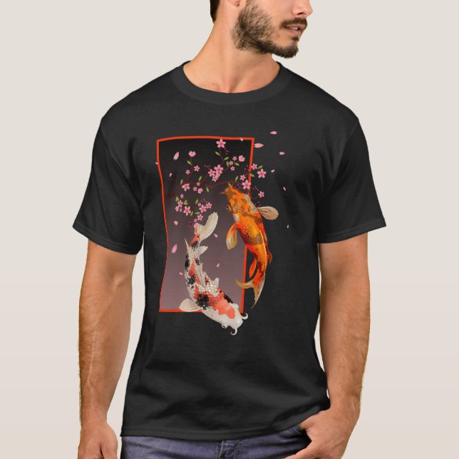 Japanische Koi Fische und Blume T-Shirt (Vorderseite)