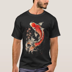 Japanische Koi-Fische und Blumen Schwimm-Tätowieru T-Shirt