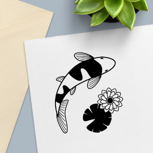 Japanische Koi-Fische und Wasserlilie Permastempel